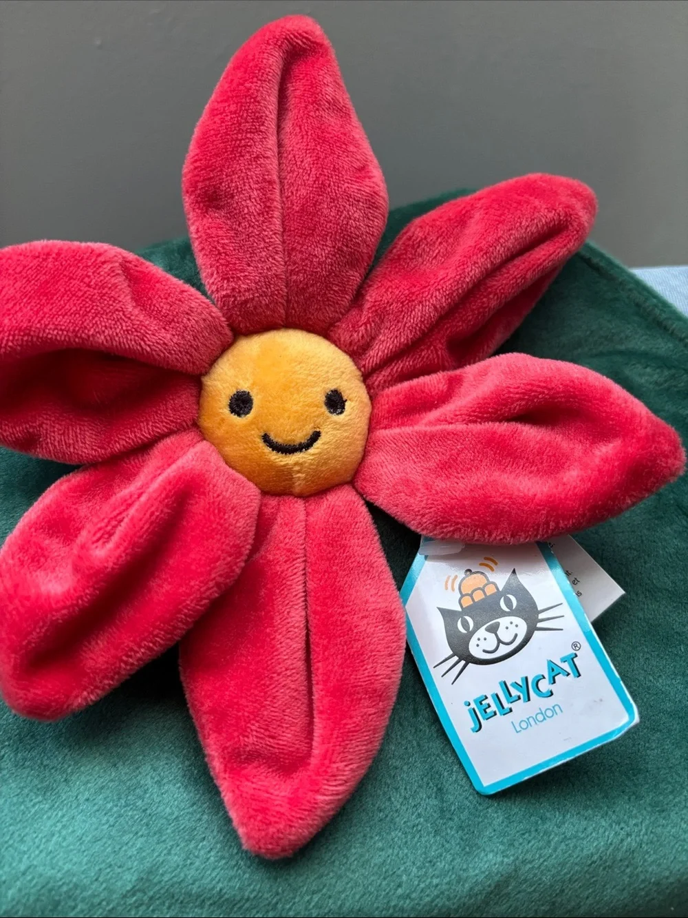 Jellycat Jelly Cat Plush FLEURY POINSETTIA Soother Security Blanket Lovey NEW